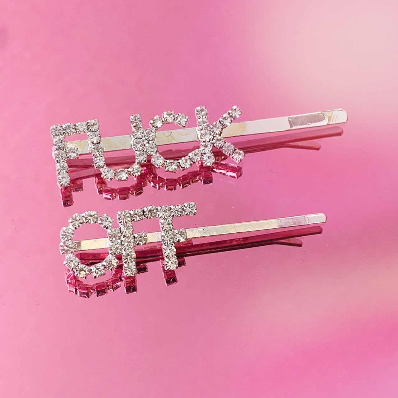 Fuck Off Bobby Pin Crystal Gem Word Hair Accessories