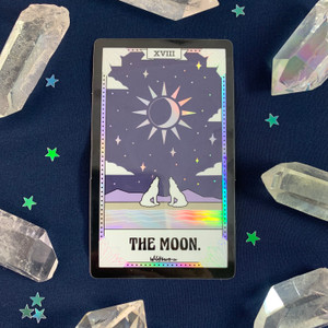 PC00051-HOL-OS Tarot Card Sticker - Holographic Vinyl - The Moon - Wildflower + Co. Stickers (2)