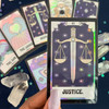 PC00055-HOL-OS Tarot Card Sticker - Holographic Vinyl - JUSTICE - Wildflower + Co. Stickers (3)