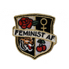TR00327-BLK-OS - Feminist AF Crest Patch Embroidered Iron On - Black White Checkerboard - WildflowerCo.DIY