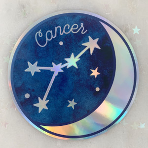 CANCER - Zodiac Sticker - Star Sign Constellation - Moon & Star - Sky - Astrology - Astronomy - Holographic Vinyl - Stickers for Laptop Water Bottle - Wildflower + Co. - Indiv Sticker -  (2)