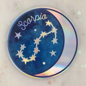 SCORPIO - Zodiac Sticker - Star Sign Constellation - Moon & Star - Sky - Astrology - Astronomy - Holographic Vinyl - Stickers for Laptop Water Bottle - Wildflower + Co. - Indiv Sticker -  (4)
