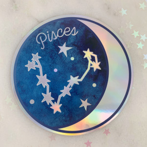 PISCES - Zodiac Sticker - Star Sign Constellation - Moon & Star - Sky - Astrology - Astronomy - Holographic Vinyl - Stickers for Laptop Water Bottle - Wildflower + Co. - Indiv Sticker -  (7)