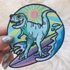 Dinosaur Patch - T-Rex T Rex Patches - Surf Surfing Beach Ocean Wave Waves Sun Sunshine - Pastel - Embroider Embroidered Applique Badge - Wildflower + Co. DIY - Jean Jacket