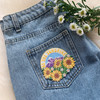 Be the Sunshine Sunflower Patch Patches Iron On Embroidered Applique VSCO Mountain Outdoors Camping Positivity Quote - Wildflower + Co. DIY (1)