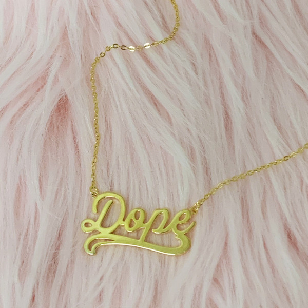 Dope Nameplate Necklace - Sterling Silver Gold Vermeil - No Sorry Not Sorry - Wildflower + Co (1)