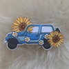 Jeep & Sunflower Patch - Iron On Patches - Embroidered - Sky Blue Jeep - Yellow Flower Daisy - Wildflower + Co (2)