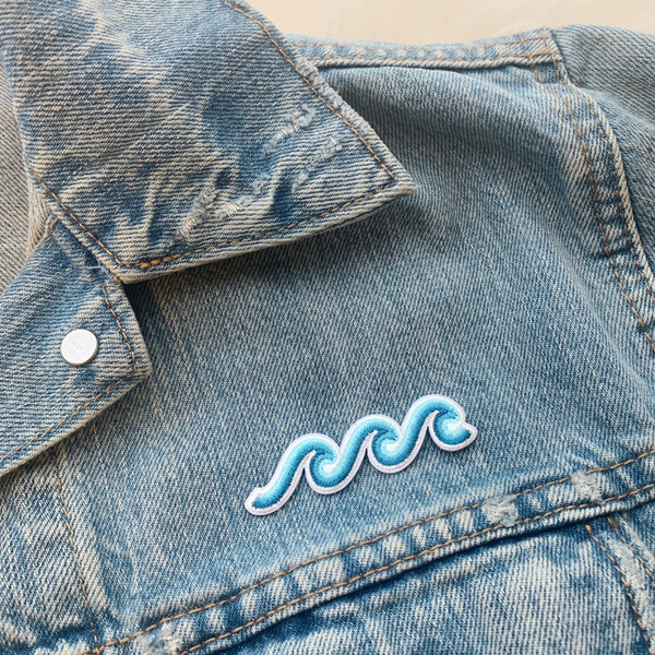 Simple Wave Patch Iron On Turquoise Blue Wildflower Co