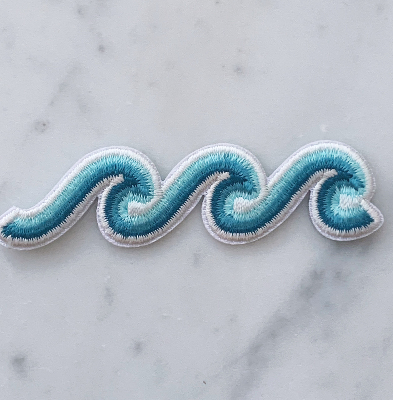 Simple Wave Patch Iron On Turquoise Blue Wildflower Co