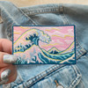 Great Wave Patch - Iron On Patches - Blue Turquoise Pink Skies - Ocean Sea Surf Surfer Waves - Wildflower + Co (2)