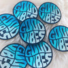 Good Vibes Patch - Quote Iron On Patches - Embroidered - Turquoise Blue Ocean Waves Beach Surf Surfer Surfing - 70s Vintage - Wildflower + Co. DIY (1)