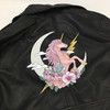 Unicorn Fantasy Back Patch - Patches for Jackets - Embroidered Iron On - Moon - Crystal - Flowers - Pink Pastel 4