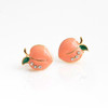 JW00691-GLD-OS - Peach Stud Earrings - Gold Pave Crystal Enamel - Dainty Tiny - Wildflower + Co. Jewelry