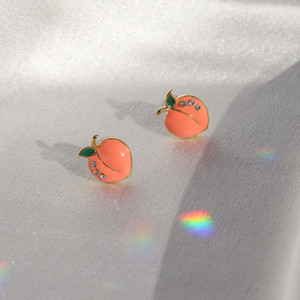 JW00691-GLD-OS - Peach Stud Earrings  - Wildflower + Co. Jewelry Gifts BC CROP