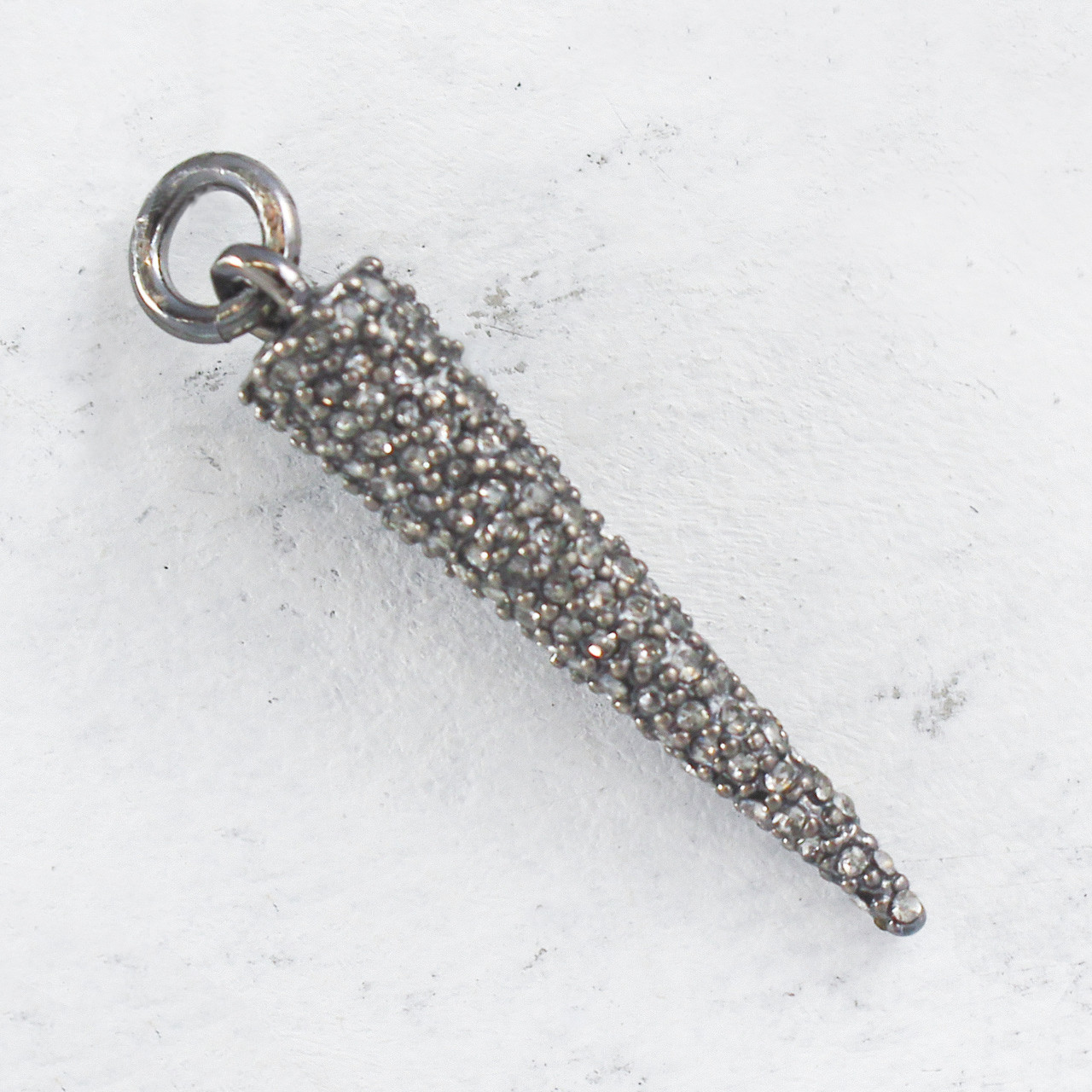 10 pcs Pave Diamond Spike Charm Pendant 925 Sterling Silver Charm,Pave diamond Finding,jewelry making supplies 12mmx3mm BulkLot DP027