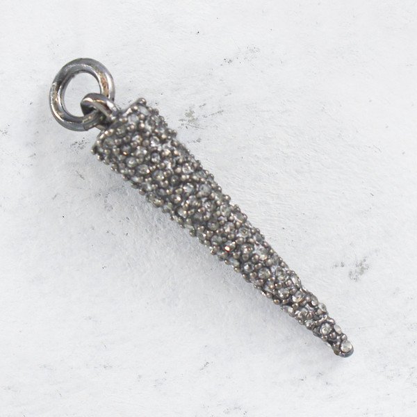 JW00042 Pave Spike - Charm Pendant - Hematite & Black Diamond - Wildflower.Co - Main