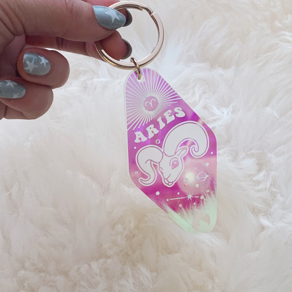 Aries Zodiac Keychain Astrology Gift Motel Style