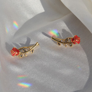 JW00598-GLD-OS-R - Rose Crawler Earrings - Wildflower + Co. Jewelry Gifts