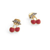 Cherry Stud Earrings - Dainty Tiny Gold Earring - Red Cherry Girl - Cute - Wildflower + Co. Jewelry - 