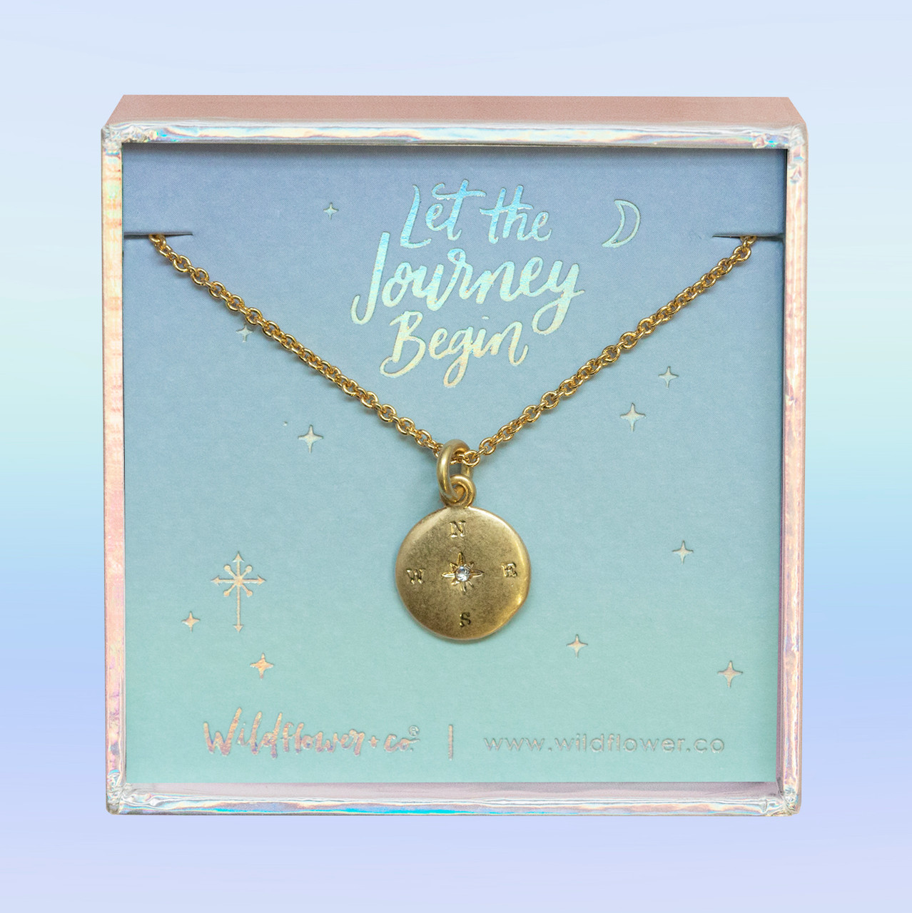 Compass Necklace, Dainty Gold Wildflower + Co.
