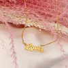 JW00795-GLD-OS Love Necklace Nameplate Sterling Silver & Gold Vermeil - Dainty Everyday Valentine's Day Gift for Girlfriend Wife - Wildflower + Co. Jewelry & Gifts - USE2