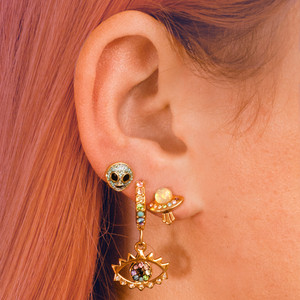 Ear Party - Stacked Earrings - Rose Cherry Cherries - Dainty Gold Stud Studs Huggies - Wildflower + Co. Jewelry Gifts