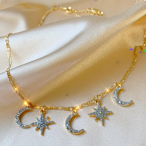 Star necklace Star collar necklace Celestial necklace.