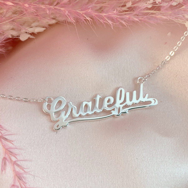 JW00801-GLD-OS Grateful Necklace - Gold Vermeil - Dainty Everyday - Gratitude Positivity - Wildflower + Co. Jewelry & Gifts 