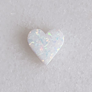Opal Bead - Heart, White