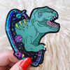 Dinosaur in Space Sticker - Glitter Holographic Vinyl Stickers - Wildflower + Co (1)