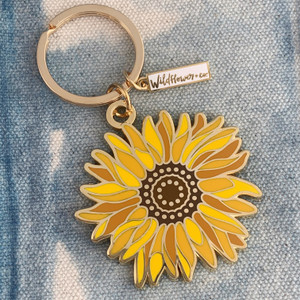 AC00164-MLT-OS Sunflower Enamel Keychain - Flower Floral VSCO  - Wildflower + Co