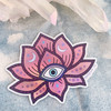 PC00078-MLT-OS Lotus Flower Evil Eye Holographic Vinyl Sticker - - Pink Lotus - Yoga Boho Free Spirit - Aesthetic Stickers - Stickers for Laptop Water Bottle Hydroflask VSCO - Wildflower + Co
