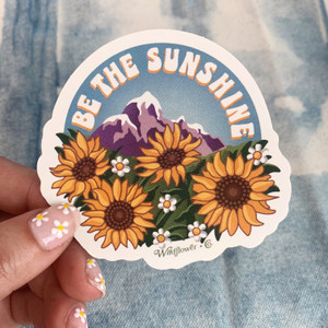 PC00084-MLT-OS Be the Sunshine Vinyl Sticker - Yoga Boho Bohemian Positivity Outdoors Mountains VSCO - Aesthetic Stickers - Stickers for Laptop Water Bottle Hydroflask - Wildflower + Co