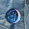 AC00183-HOL-OS - Capricorn Zodiac Button Pin - Cute, Glitter Holographic Pins ! All Star Signs - Glitter Moon & Constellation - Wildflower + Co - VSCO