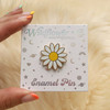 AC00175-MLT-OS Daisy Enamel Pin - Lazy Daisy -  Cute Enamel Pin Flower -  Flower Enamel Pin - Gold White Yellow - Wildflower + Co. - VSCO