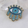 Cosmic Eye Enamel Pin - Evil Eye Teardrops Moon & Stars - Turquoise Blue & Gold - Wildflower + Co (2)