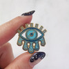 Cosmic Eye Enamel Pin - Evil Eye Teardrops Moon & Stars - Turquoise Blue & Gold - Wildflower + Co (2)