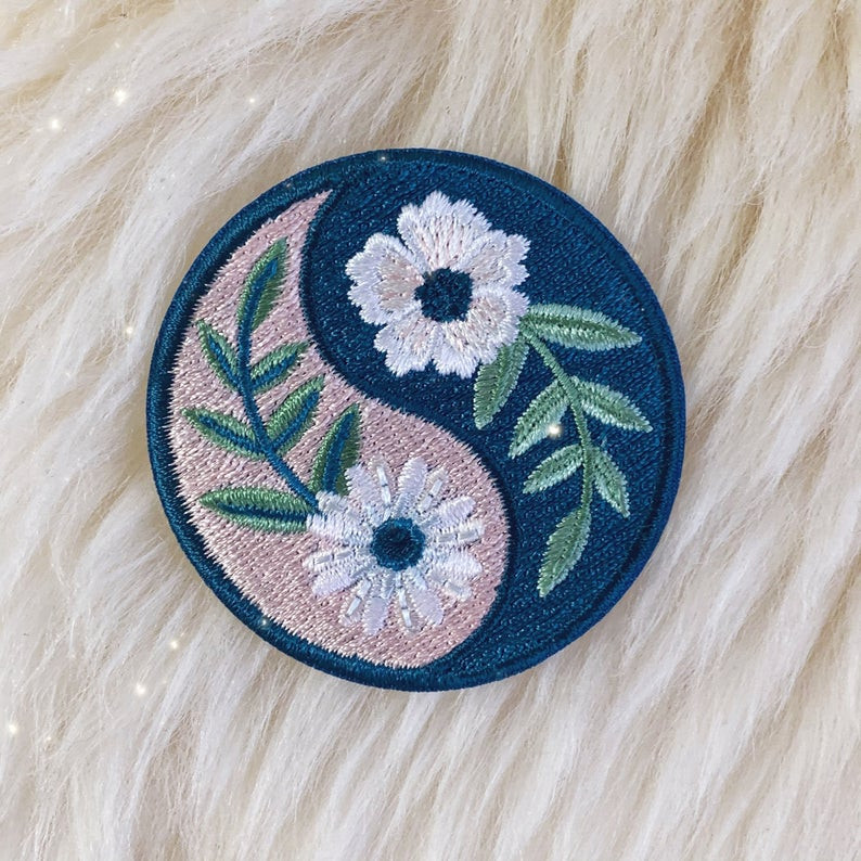 Botanical Cottagecore Iron on Patch Embroidered Patches Floral Venus Yin  Yang Moon Fern Wildflowers Daisy Sunflower Bicycle Lavender Flower 