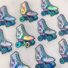 Rollerskate Sticker - Holographic Vinyl - Silver Holo Turquoise Blue & Lilac - Stickers for Laptop Water Bottle Phone Case - Wildflower + Co (3)