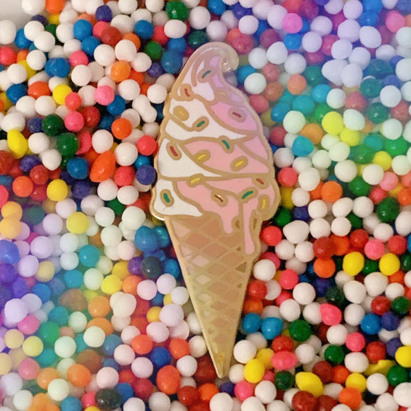 Ice Cream Enamel Pin - Gold - Wildflower + Co.
One of our fave things about summer - the soft serve ice cream cone covered in sprinkles - now as a super cute enamel pin! Strawberry - vanilla swirl with rainbow sprinkles please!! Hard enamel.
