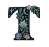 TR00452-NVY-OS  “T” Botanical Letter Patch  - Embroidered Letters - Applique Letters - Initial Patch -  Cottagecore - Crescent Moon - Moon & Stars - Night Sky - Pastel - Bridal - Romantic -  Flower Girl - Aesthetic - Fairycore - Dreamy - Dark Academia - Botany - Indie - Witchcraft -  Wildflower Co FLOAT