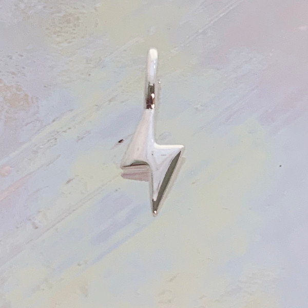 JW00820-SLV-OS  Teeny Lightning Bolt Charm, Sterling Silver, Dainty Necklace, charm, dainty necklace, delicate necklace, layering necklace, minimalist necklace, simple necklace, tiny charm necklace, gift, lightning bolt, lightning bolt charm, storm charm, bolt charm, silver