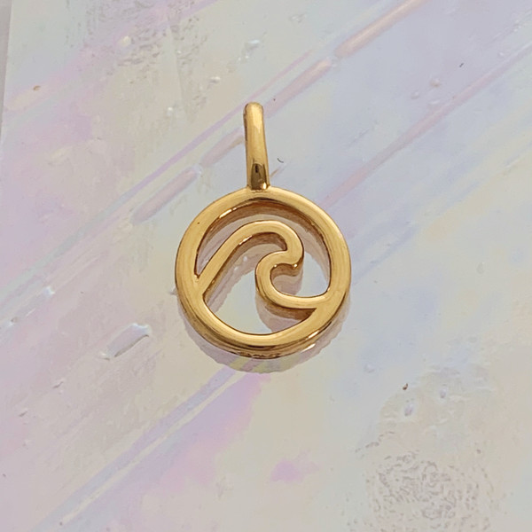 JW00845-GLD-OS Teeny Wave Charm, Gold Vermeil, Dainty Necklace, charm, dainty necklace, delicate necklace, layering necklace, minimalist necklace, simple necklace, tiny charm necklace, gift, wave, wave charm, ocean, ocean charm, gold, golden, gold charm, gold necklace