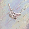JW00848-SLV-OS Teeny Butterfly Charm, Sterling Silver, Dainty Necklace, charm, dainty necklace, delicate necklace, layering necklace, minimalist necklace, simple necklace, tiny charm necklace, gift, butterfly, butterfly charm, wings, wing charm, silver, silver necklace, silver charm