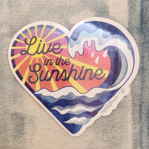PC00114-MLT-OS - Live in the Sunshine Sticker, Holographic Sticker, Stickers for Laptops, Water Bottle Stickers, Stickers for Water Bottles, Laptop Stickers, Summer, Waves, Ocean, Neon, Bright, Aesthetic
