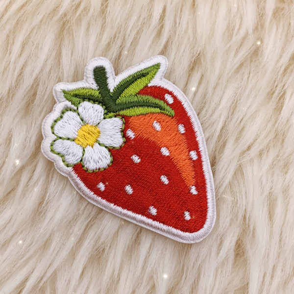 TR00482-RED-OS - Strawberry Patch - Patches, Patch, Iron On, Iron On Patches, Patches for Jackets, Embroidered Patches, Embroidery, Embroidered, Strawberry, Strawberries, Berries, Strawberry Patch, Fruit Patch, Fruit Patches