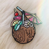 Tropical Cocktail Iron On Patch - Embroidered Patches - Exotic Fruity Drink - Summer - Coconut - Wildflower Co.