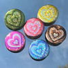 AC00239-ALL-OS Y2K Heart Button Pins - Glitter Holographic - Pink Purple Blue Green Yellow Brown - Wildflower + Co (1)