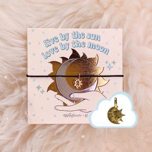 Teeny Moon & Sun Friendship Bracelet, Gold Dipped