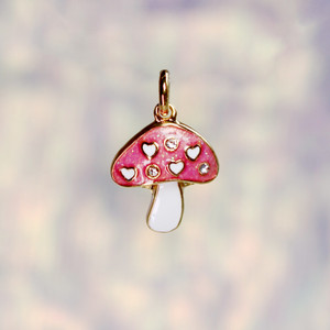 Mushroom Charm, Pink Glitter